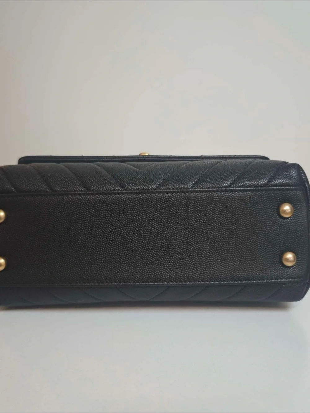 Chanel Coco Handle Small V‑Stitch Black Caviar Leather Handbag